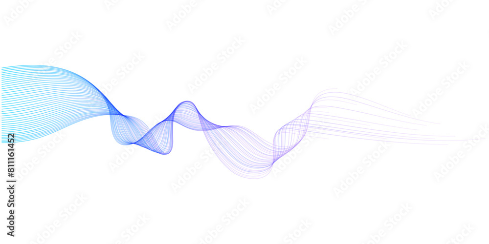 Aufkleber Vector wave lines smooth flowing dynamic blue purple pink gradient isolated on transparent background for concept of technology, digital, communication, science, music