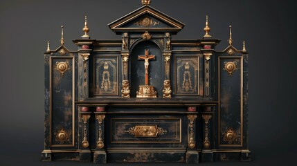 3D realistic image of an altar cabinet, clean lighting, isolated on background