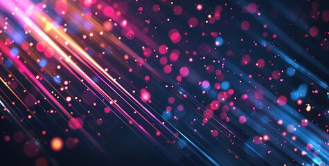 Obraz premium abstract background neon light glow with bokeh and sparkle on black background, Generative Ai