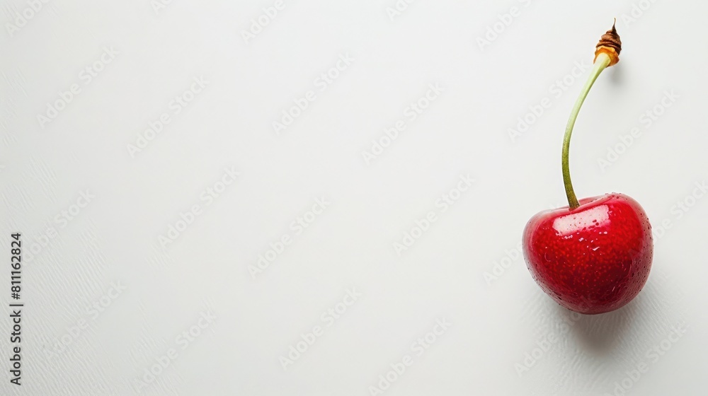 Aufkleber isolated red cherry on white background with space for text view from above