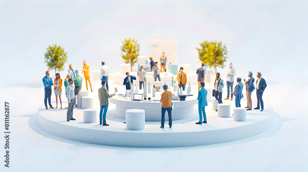 Poster cute 3d icons for cryptocurrency conference networking: professionals networking and idea exchange i