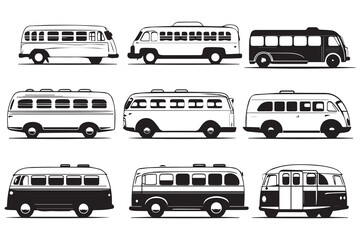 Set of bus icon. Vector illustration. Isolated on white background