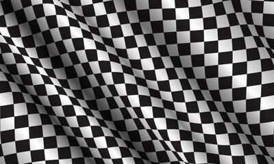 Fototapeta premium Checkered flag wave flying on white blank space design sport race championship business success background vector