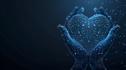 Abstract vector 3d human hands holding or giving heart, generative Ai
