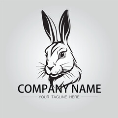 Rabbit silhouette company logo vector image on the white background