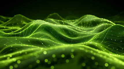 Stock market trading graph in green color as economy 3D illustration background. Trading trends and economic statistics.