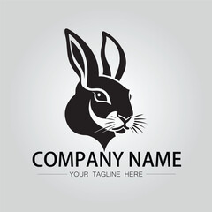 Rabbit silhouette company logo vector image on the white background