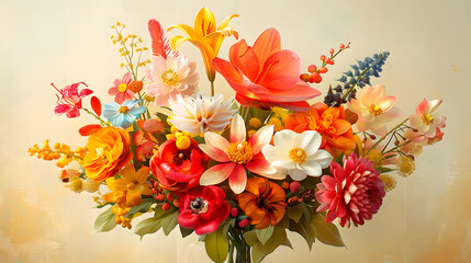 Colorful bouquet of flowers against a textured background