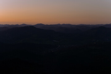 Beautiful color of sunset. mountains in the evening
