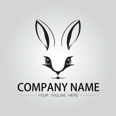 Rabbit silhouette company logo vector image on the white background