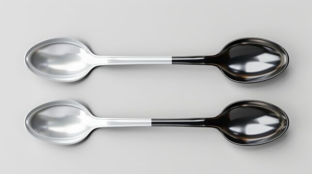 3D realistic image of spoons, clean lighting, isolated on background