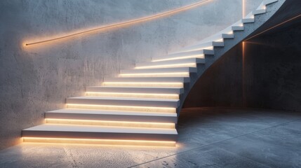 Naklejka premium 3D realistic image of stairs, clean lighting, isolated on background