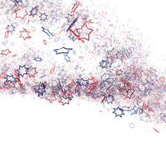  Red Blue White Stars Confetti Overlay