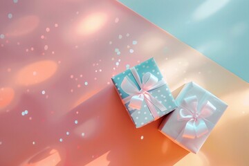 Happiness gift box on pastel color background.