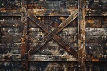 X Design. Architecture Background with Old Wall and Wooden Beams