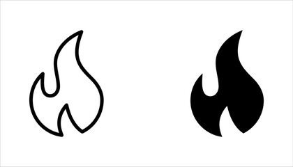 Fire flames, set vector icons illustration on white background