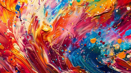 Dynamic Fusion of Colors: Fluid Paint Motion Spectacle.  vertical photo