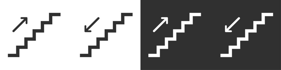 Staircase direction black and white sign icon vector design