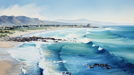 A Beach watercolor painting.