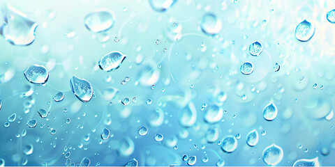 Clean Water Droplets: Background with Light Blue and Aqua Colors, Conveying Purity and Hydration