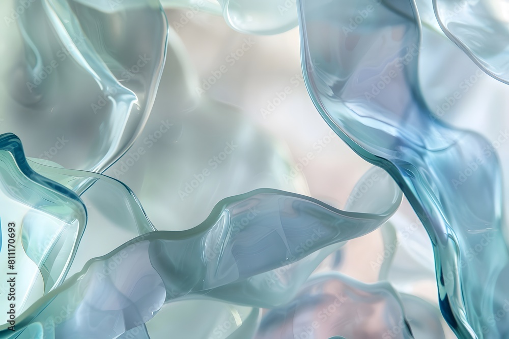 Fototapete glass panels with frosted edges float in space, casting soft shadows on the underlying elements.