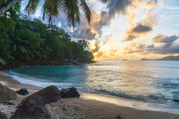 Seychelles beach sunset 