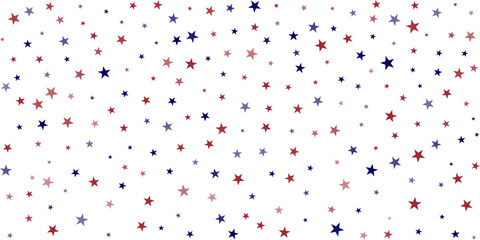USA flag stars background, red and blue stars confetti horizontal border