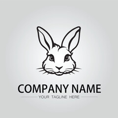 Rabbit silhouette company logo vector image on the white background