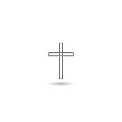 Simple Christian cross icon with shadow