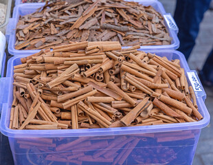 Dried Cinnamon Bark Sticks Aroma in Box Farmers Market