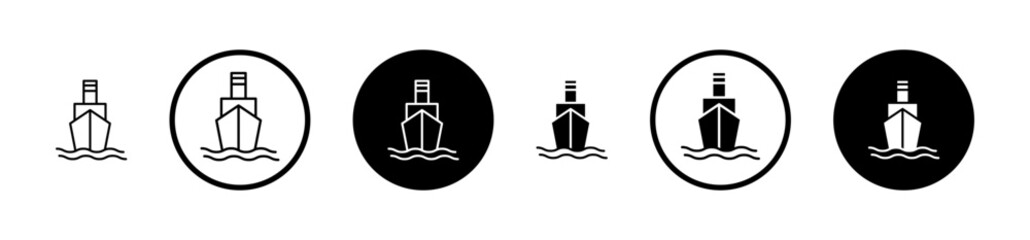 Ship line icon set. Marine container cargo vessel symbol suitable for apps and websites UI designs.