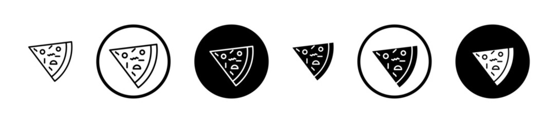 Pizza slice line icon set. Cheese mushroom piece symbol suitable for apps and websites UI designs.