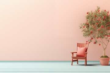 empty space with front porch of house in minimal concept background for decoration and cute design