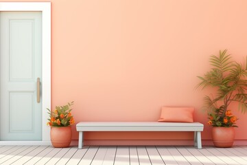 empty space with front porch of house in minimal concept background for decoration and cute design