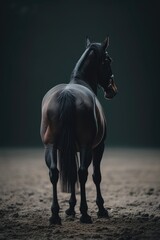 Nightfall Noir: Graceful Equine Silhouette
