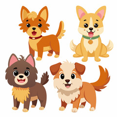 Cute dogs doodle vector set