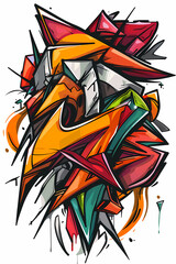Fototapeta premium Abstract Graffiti Art with Vivid Colors and Dynamic Shapes Contemporary Urban Artwork in Bold Colors and Fluid Lines Expressionist Street Art with Red, Yellow, and Blue Splatters