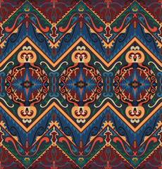 cloth pattern red blue ethnic tribe hot carpet fire seamless
