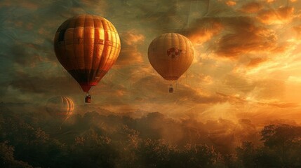 Fototapeta premium hot air balloon at sunset