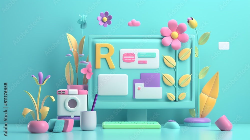 Poster customizable presentation slide template with innovative concepts