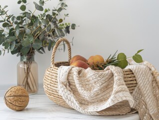 Celebrate the New Year with our beautiful baskets perfect for adding a touch of simplicity and elegance to any occasion, Generated by AI - obrazy, fototapety, plakaty