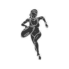 Lifeguard Icon Silhouette Illustration. Woman Vector Graphic Pictogram Symbol Clip Art. Doodle Sketch Black Sign.