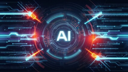 Obraz premium a dynamic digital background designed for technological operations, featuring elements related to neural networks, AI