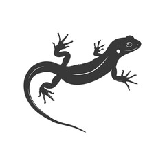 Silhouette salamander animal black color only