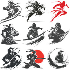 Ninja Shadow siluate Vector silhouette, graphic