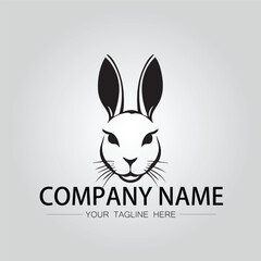 Rabbit silhouette company logo vector image on the white background