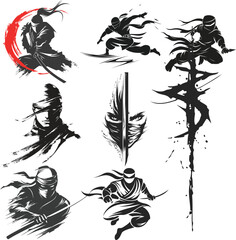 Ninja Shadow siluate Vector silhouette, graphic