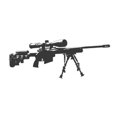 Silhouette Sniper rifle gun military weapon black color only