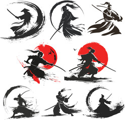Samurai Shadow siluate Vector silhouette, graphic