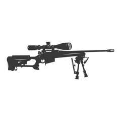 Silhouette Sniper rifle gun military weapon black color only